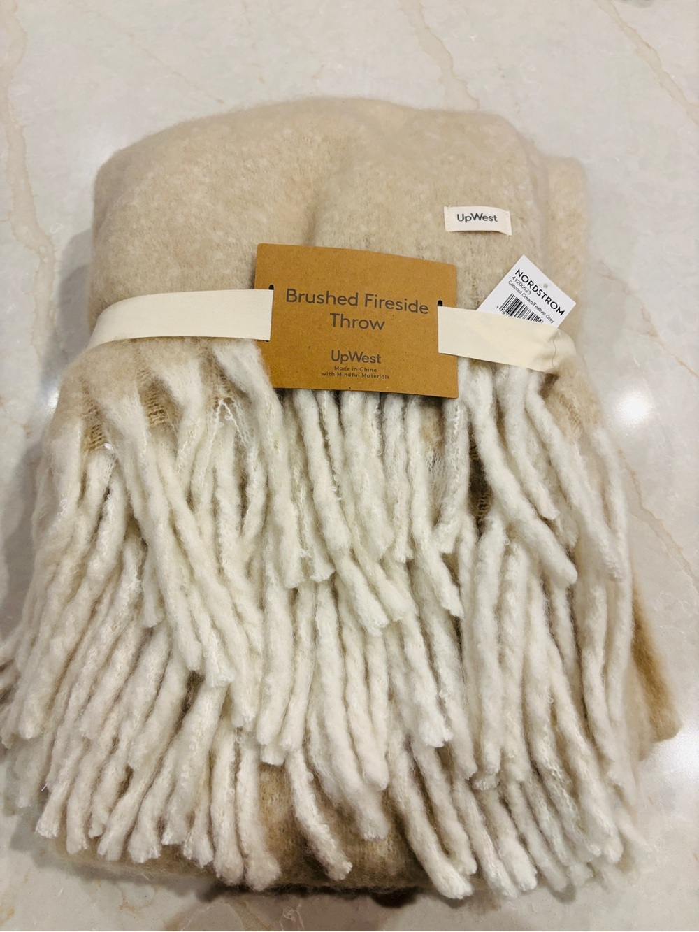 UpWest Two-Tone Brushed Lightweight Throw in Cream and Beige